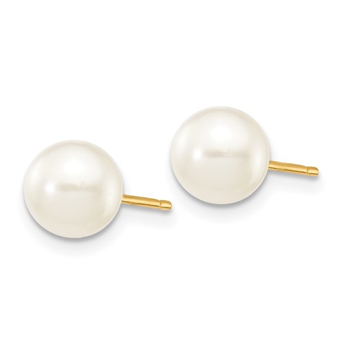 14kt Yellow Gold 6mm Round Freshwater Cultured Pearl Stud Earrings X60PW