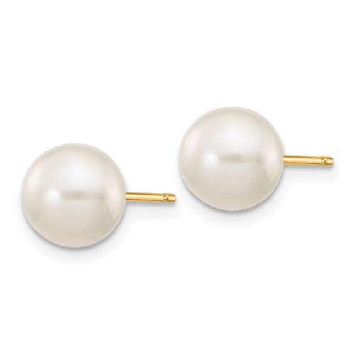 14k Yellow Gold 7mm Round Freshwater Cultured Pearl Earrings