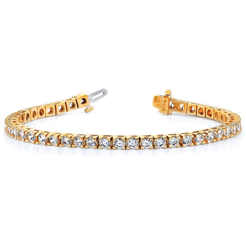 14k Yellow Gold 4 ct Lab Grown Diamond Tennis Bracelet
