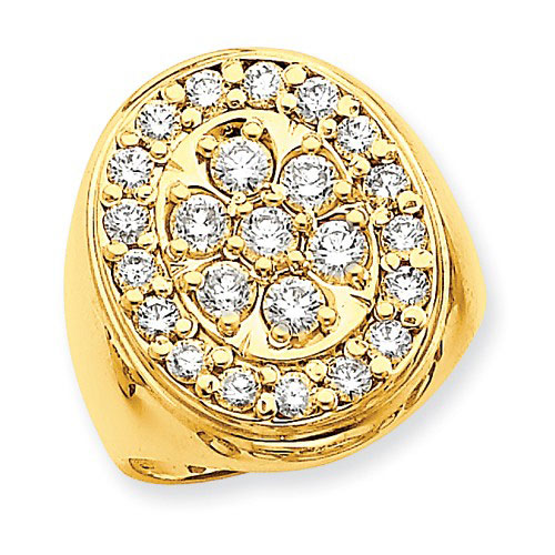 14k Yellow Gold 2 ct Diamond Cluster Ring with Oval Top