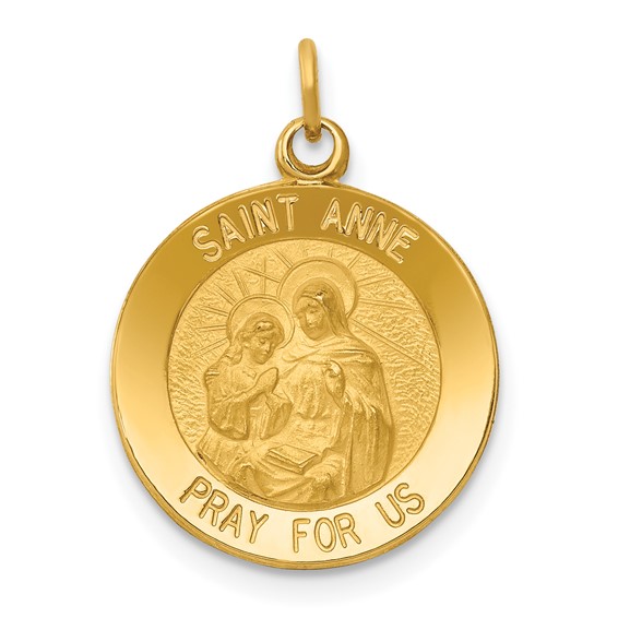 14k Yellow Gold 9/16in Saint Anne Medal Charm