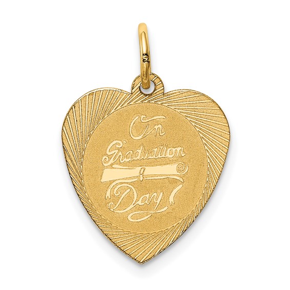 14kt Yellow Gold 5/8in On Graduation Day Heart Charm