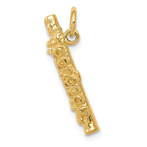 14k Yellow Gold 3-D Polished Flute Charm