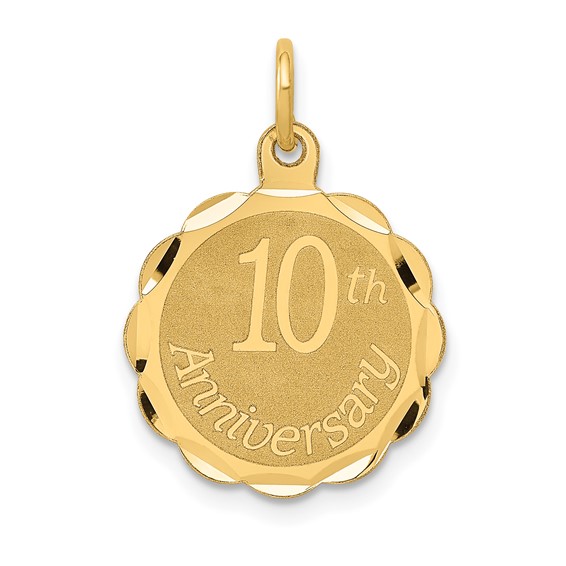 14kt Yellow Gold 5/8in Faceted 10th Anniversary Charm