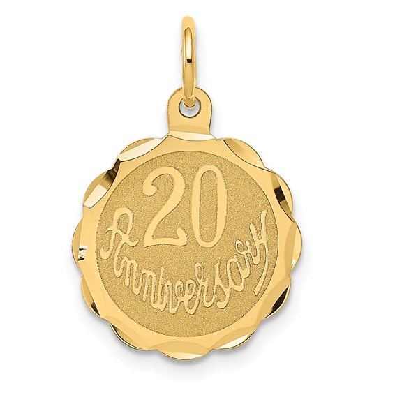 14kt Yellow Gold 5/8in Faceted 20th Anniversary Charm