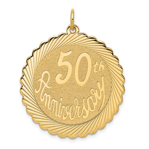 14k Yellow Gold 50th Anniversary Pendant 1in
