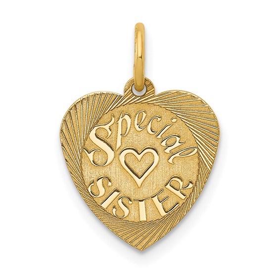 14kt Yellow Gold Special Sister Heart Charm