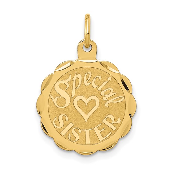 14kt Yellow Gold Round Special Sister Charm