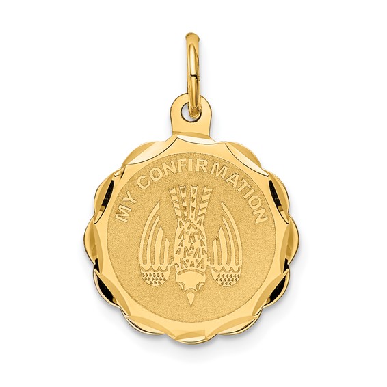 14k Yellow Gold My Confirmation Charm 9/16in