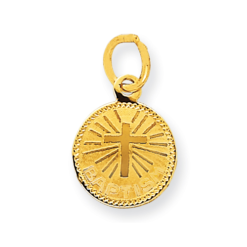14kt Yellow Gold 3/8in Small Round Baptism Charm
