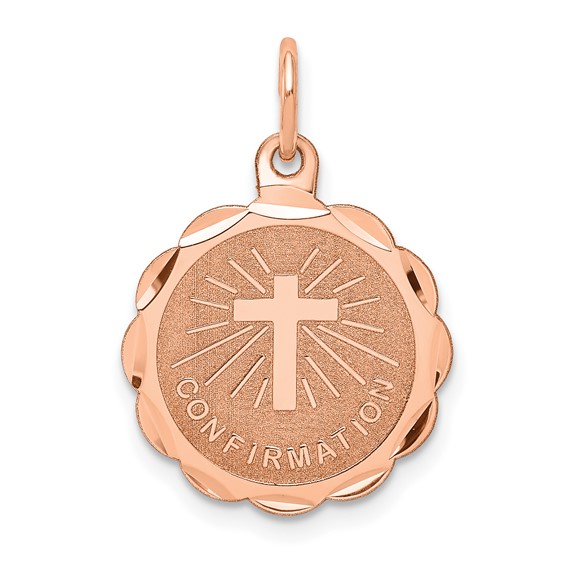 14k Rose Gold Confirmation Disc Charm 9/16in