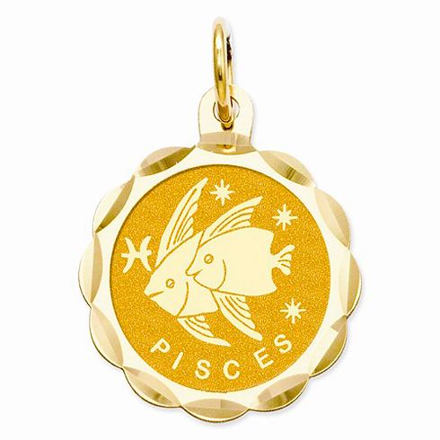 14kt Yellow Gold Pisces Scalloped Charm