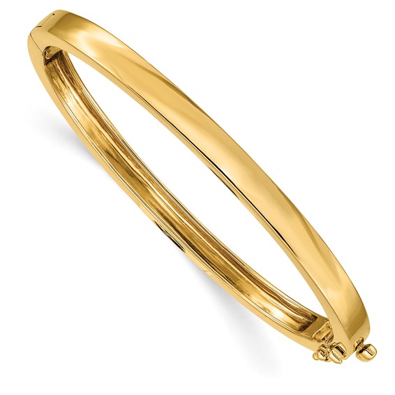 14kt Yellow Gold 5.3mm Polished Solid Hinged 7in Bangle Bracelet