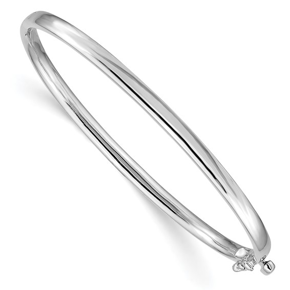 14k White Gold 6.75in Solid Hinged Bangle Bracelet 3.6mm Wide