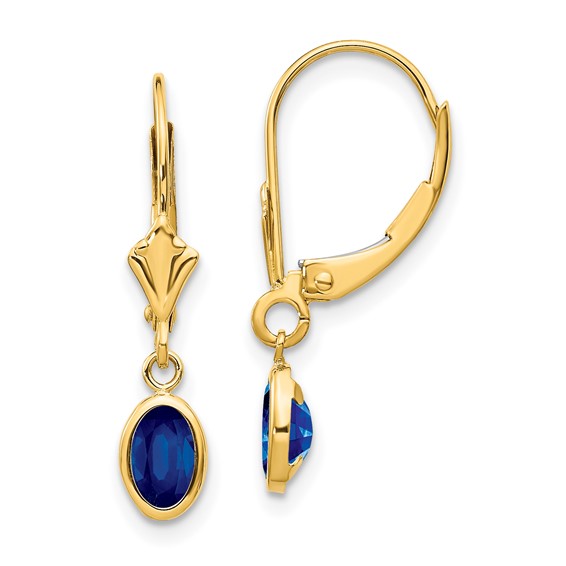 14kt Yellow Gold 2/3 ct Oval Sapphire Leverback Earrings