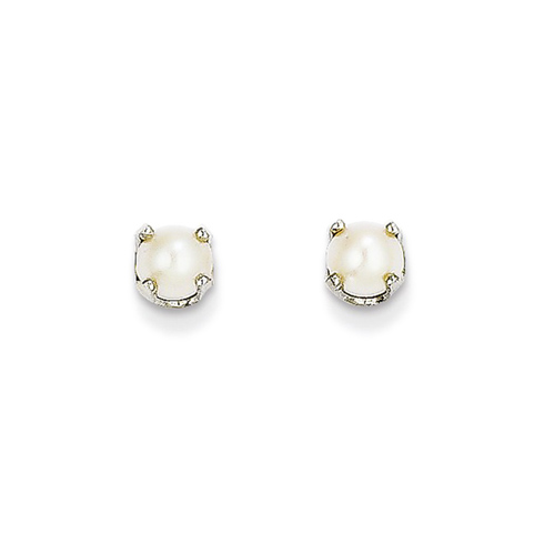 14kt White Gold 4mm Freshwater Cultured Pearl Stud Earrings
