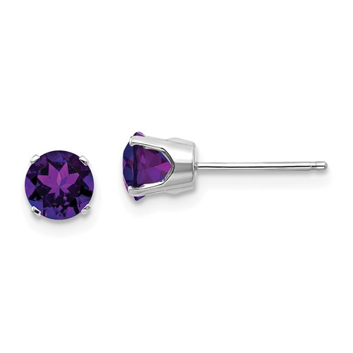 14kt White Gold 1 ct tw Amethyst Stud Earrings - AA Quality