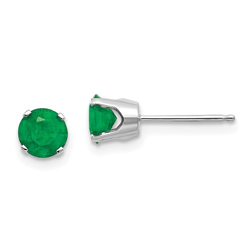 14k White Gold 1 ct tw Emerald Stud Earrings A Quality