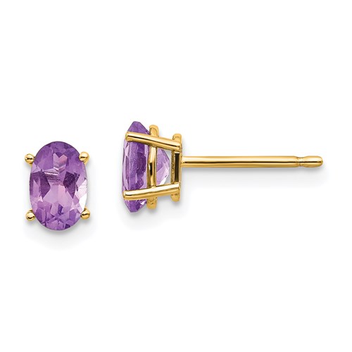 14k Yellow Gold 0.84 ct tw Oval Amethyst Stud Earrings