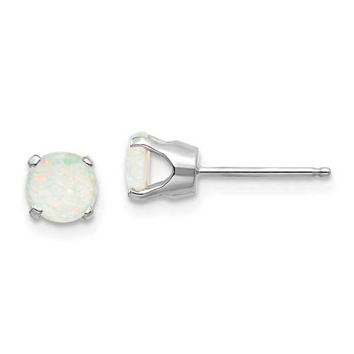 3/5 ct tw Opal Stud Earrings 14k White Gold