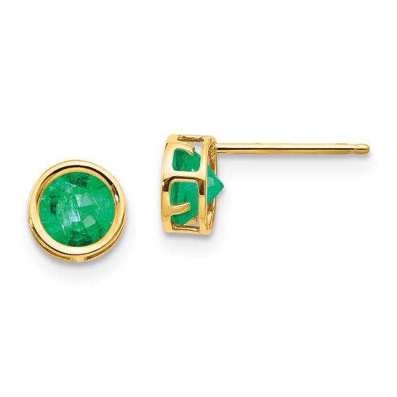 14k Yellow Gold 1 ct tw Emerald Bezel Earrings