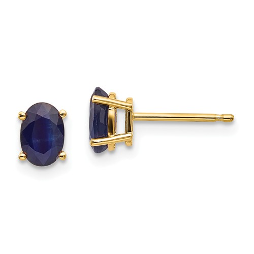 14k Yellow Gold 2/3 ct Oval Sapphire Stud Earrings