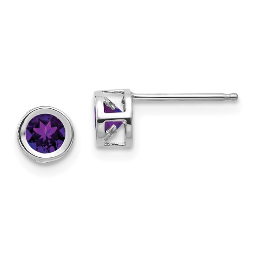 14k White Gold .45 ct tw Amethyst Bezel Earrings