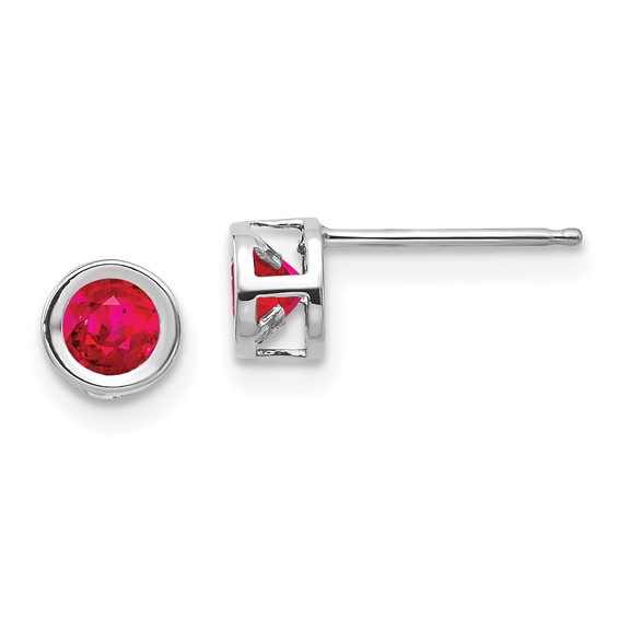 14k White Gold 0.70 ct tw Ruby Bezel Stud Earrings