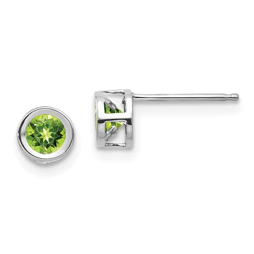14kt White Gold 3/5 ct tw Peridot Bezel Earrings