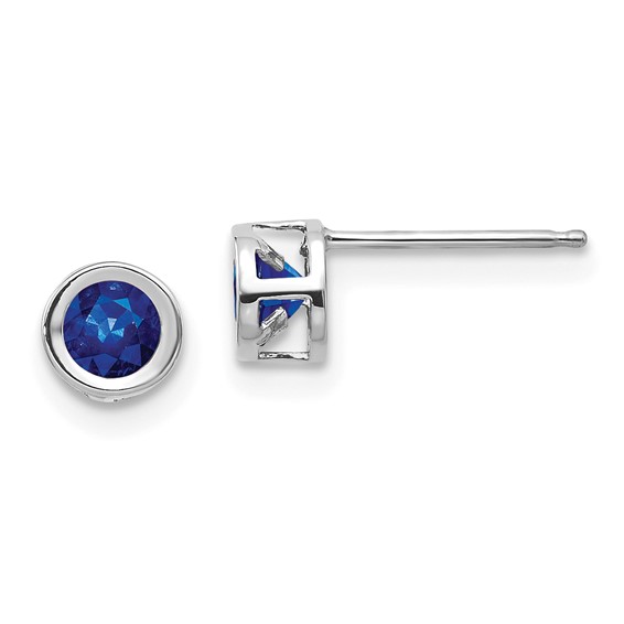 14k White Gold 0.75 ct tw Sapphire Bezel Stud Earrings