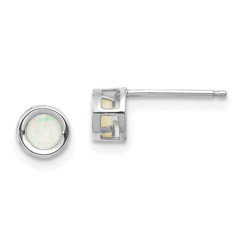 14k White Gold 1/3 ct tw Opal Bezel Earrings