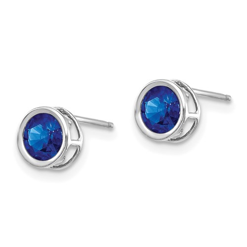 14k White Gold 1.4 ct tw Sapphire Bezel Stud Earrings
