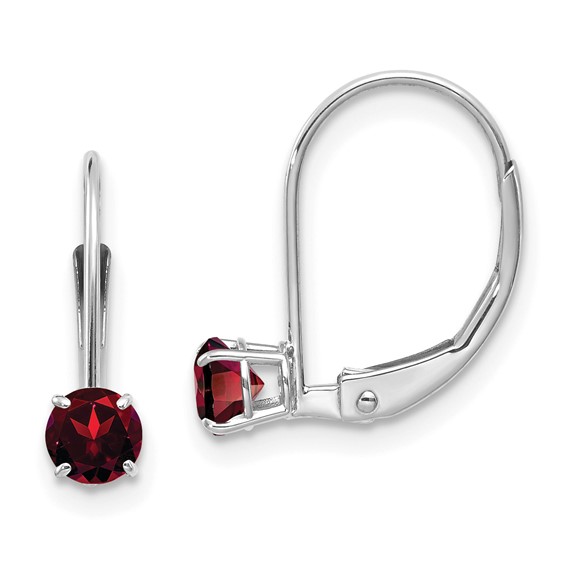 14kt White Gold 2/3 ct tw Garnet Leverback Earrings