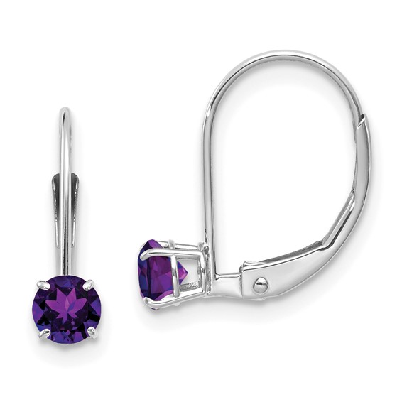 14k White Gold 0.45 ct tw Amethyst Leverback Earrings