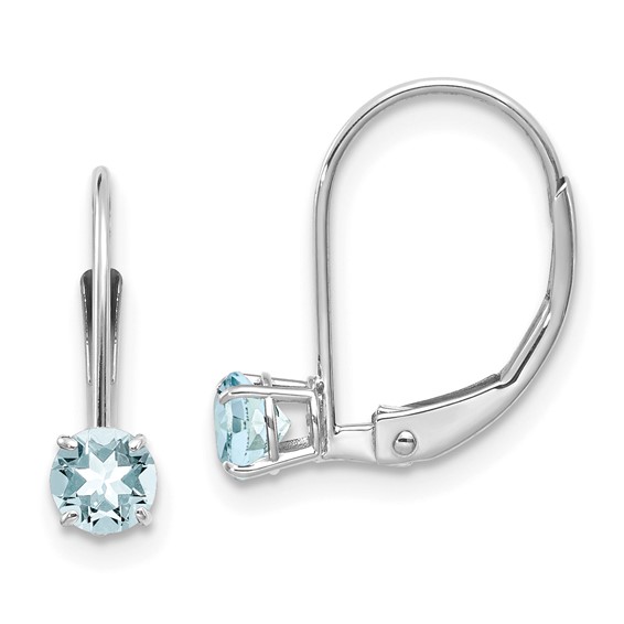 14kt White Gold 1/2 ct Aquamarine Leverback Earrings