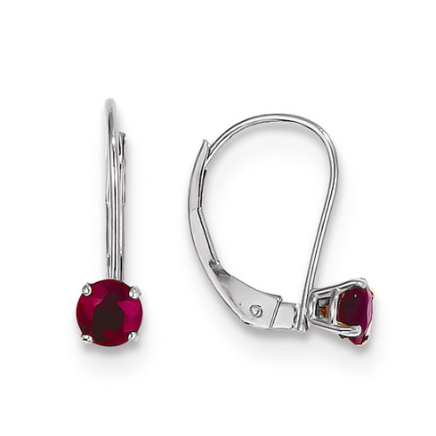 14kt White Gold 7/10 ct Ruby Leverback Earrings