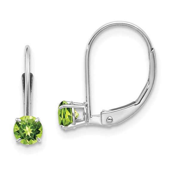 14kt White Gold 4mm Peridot Leverback Earrings