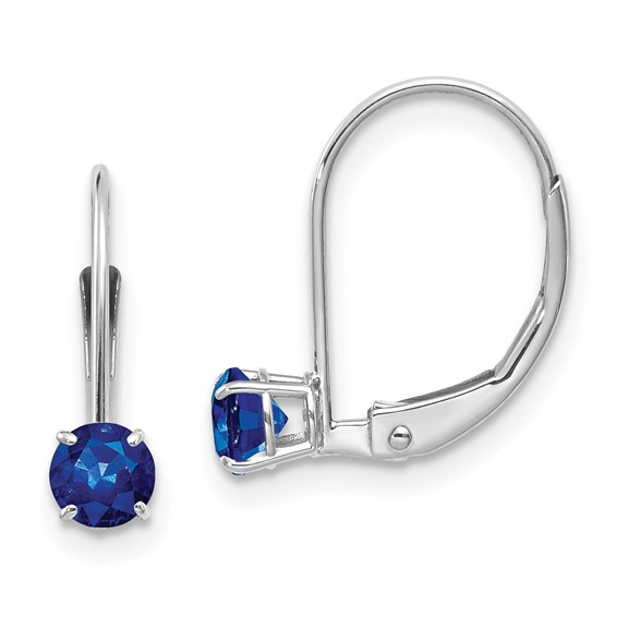 14kt White Gold 4mm Sapphire Leverback Earrings
