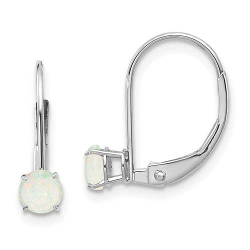 14k White Gold 1/3 ct tw Opal Leverback Earrings