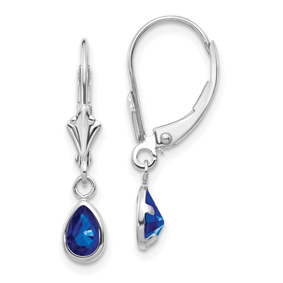 14kt White Gold 1/2 ct Pear Sapphire Leverback Earrings