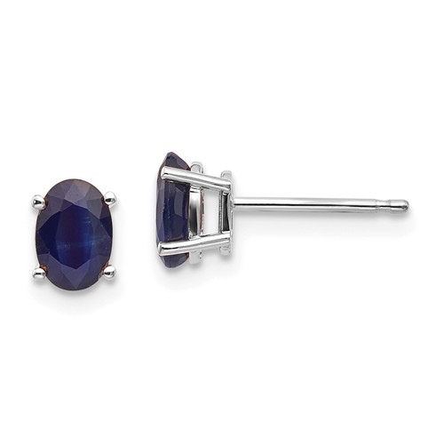 14kt White Gold 2/3 ct Oval Sapphire Stud Earrings