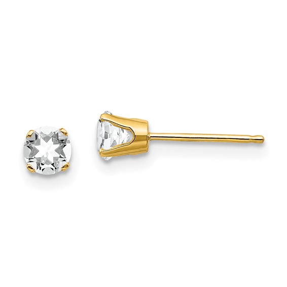3/5 ct tw White Topaz Stud Earrings 14k Yellow Gold