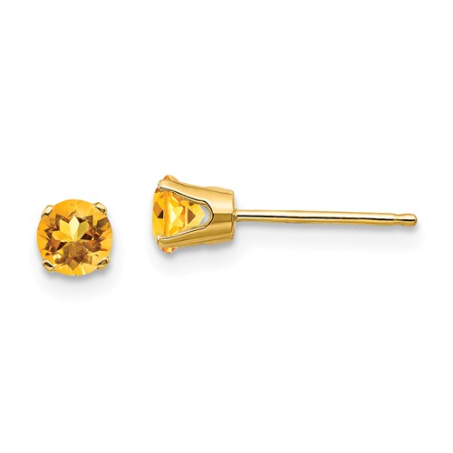 14k Yellow Gold 4mm Citrine Stud Earrings