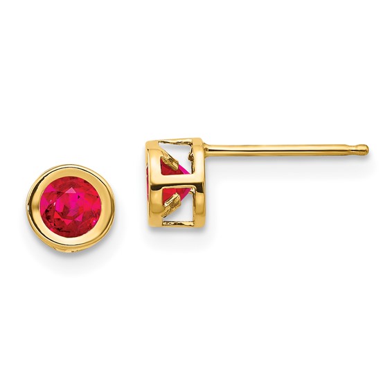 14k Yellow Gold 7/10 ct tw Ruby Bezel Earrings