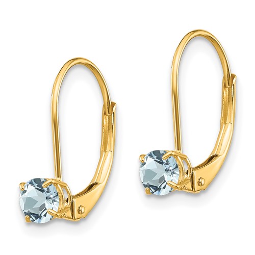 14kt Yellow Gold 1/2 ct Aquamarine Leverback Earrings XBE75