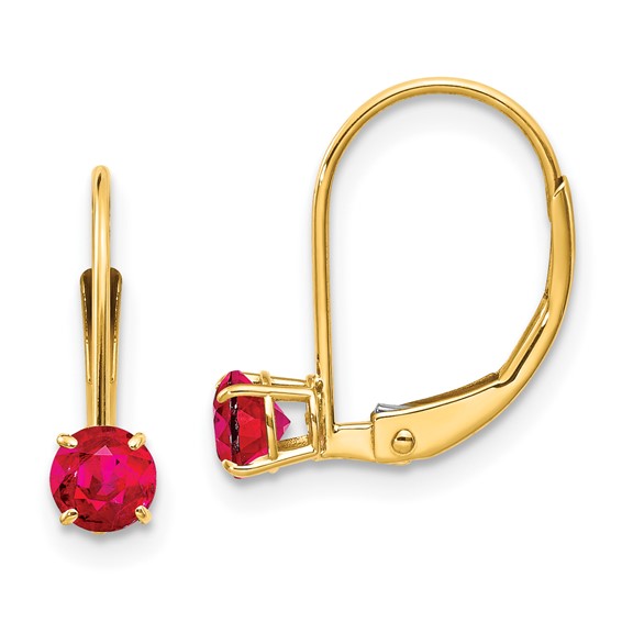 14kt Yellow Gold 7/10 ct Ruby Leverback Earrings