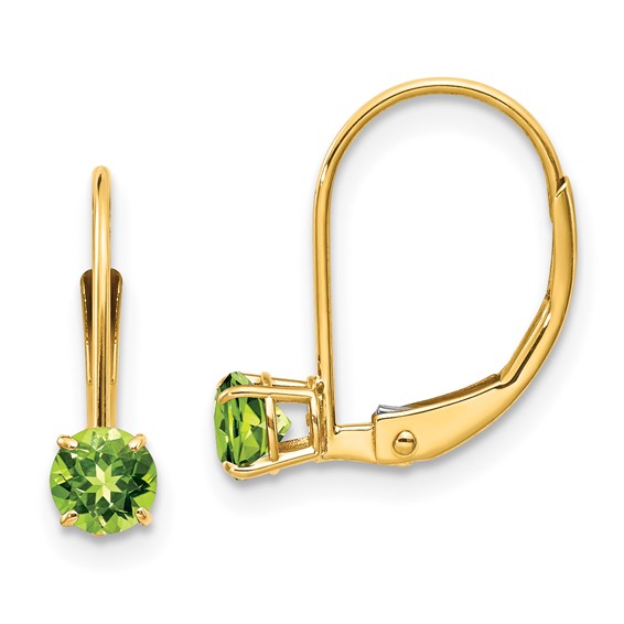 14k Yellow Gold 0.6 ct tw Peridot Leverback Earrings