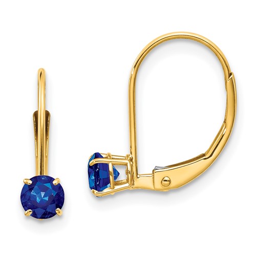 14k Yellow Gold 1/2 ct tw Sapphire Leverback Earrings