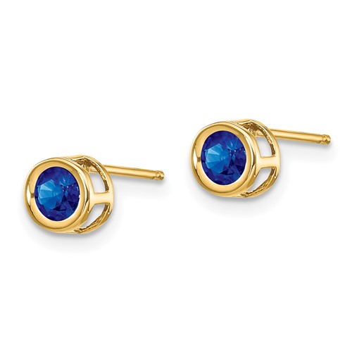 14kt Gold 4mm Sapphire Bezel Stud Earrings