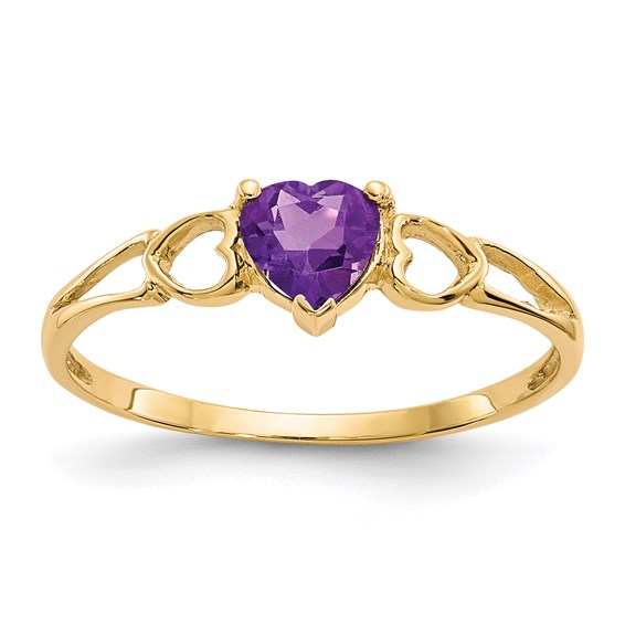 14kt Yellow Gold 2/5 ct Heart Amethyst Ring